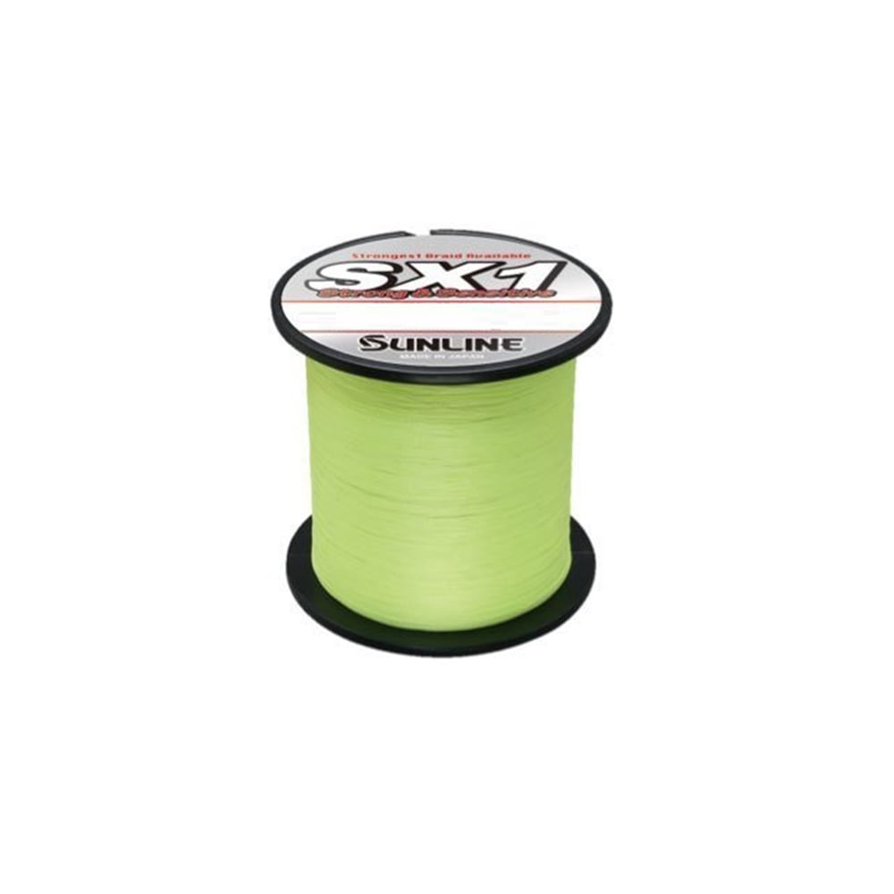 Sunline's SX1 Braid 600yd fishing line in light green offers superior abrasion resistance and stress-free casting.