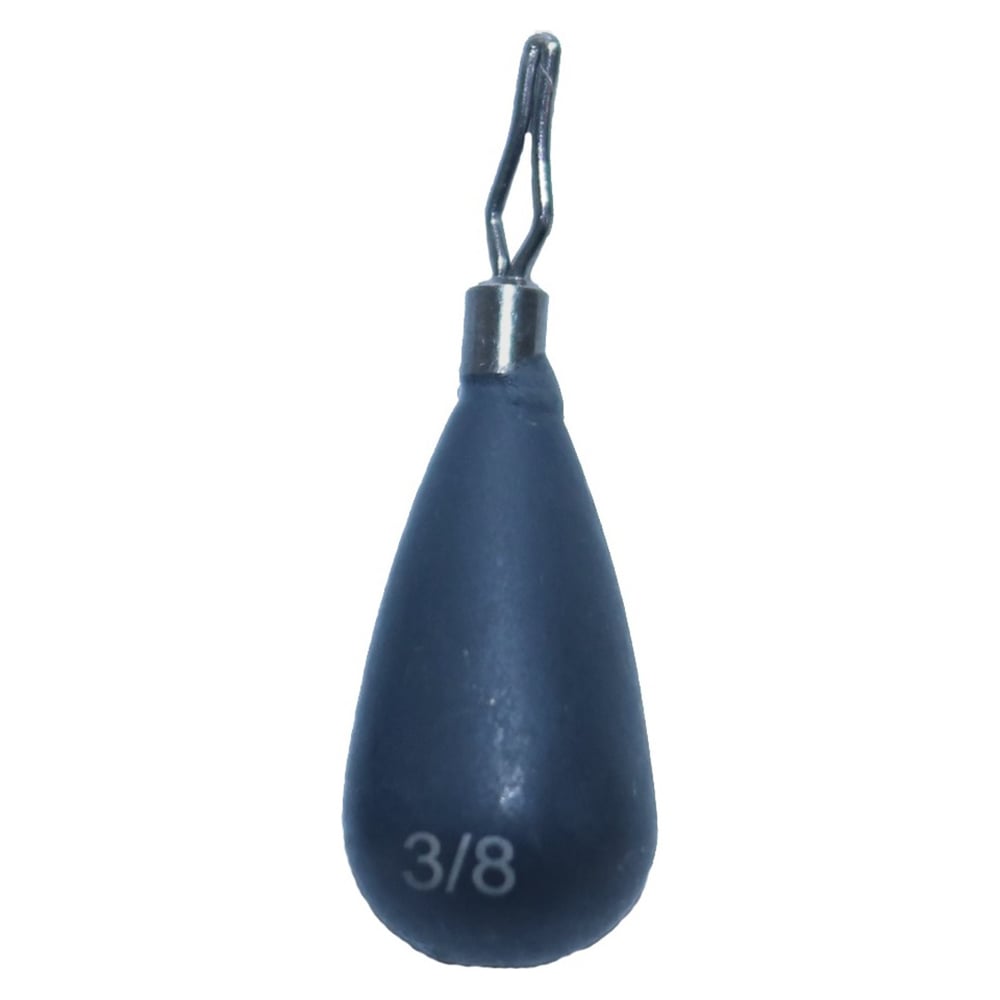 The American Legacy Tungsten Tear Drop Shot Weights (5 pack) by American Legacy Fishing & Outdoors are dark blue, 3/8 oz teardrop-shaped sinkers with a metal top loop. Made from premium tungsten for durability, they feature a true no-chip smooth matte finish for optimal performance.