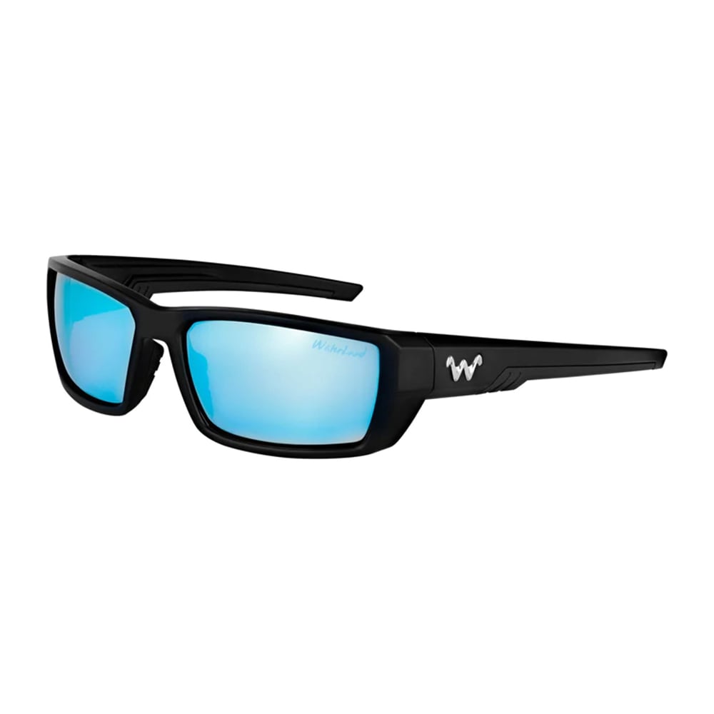 WaterLand Ashor Sunglasses Matte Black Frame with Blue Mirror