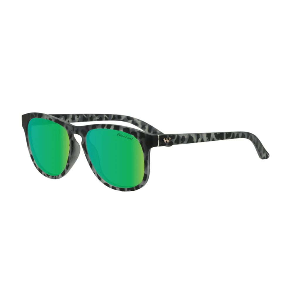 WaterLand Ladi Sunglasses Black Tortoise Frame with Green Mirror