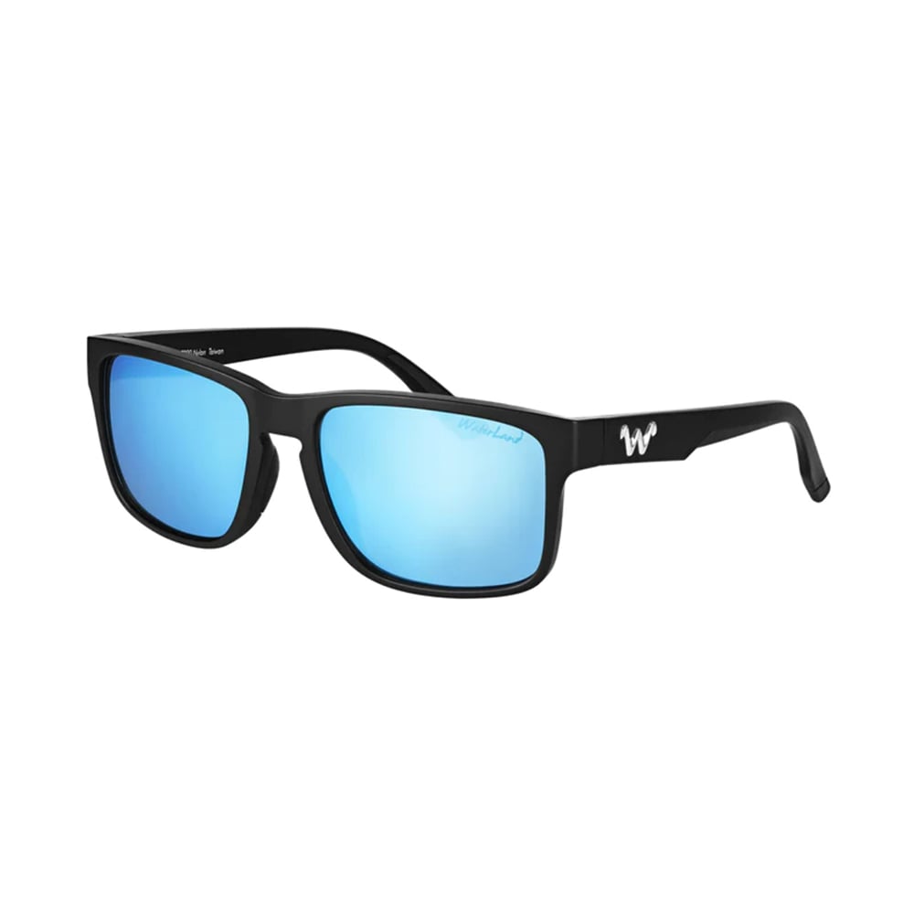 WaterLand Sobro Sunglasses Matte Black Frame with Blue Mirror