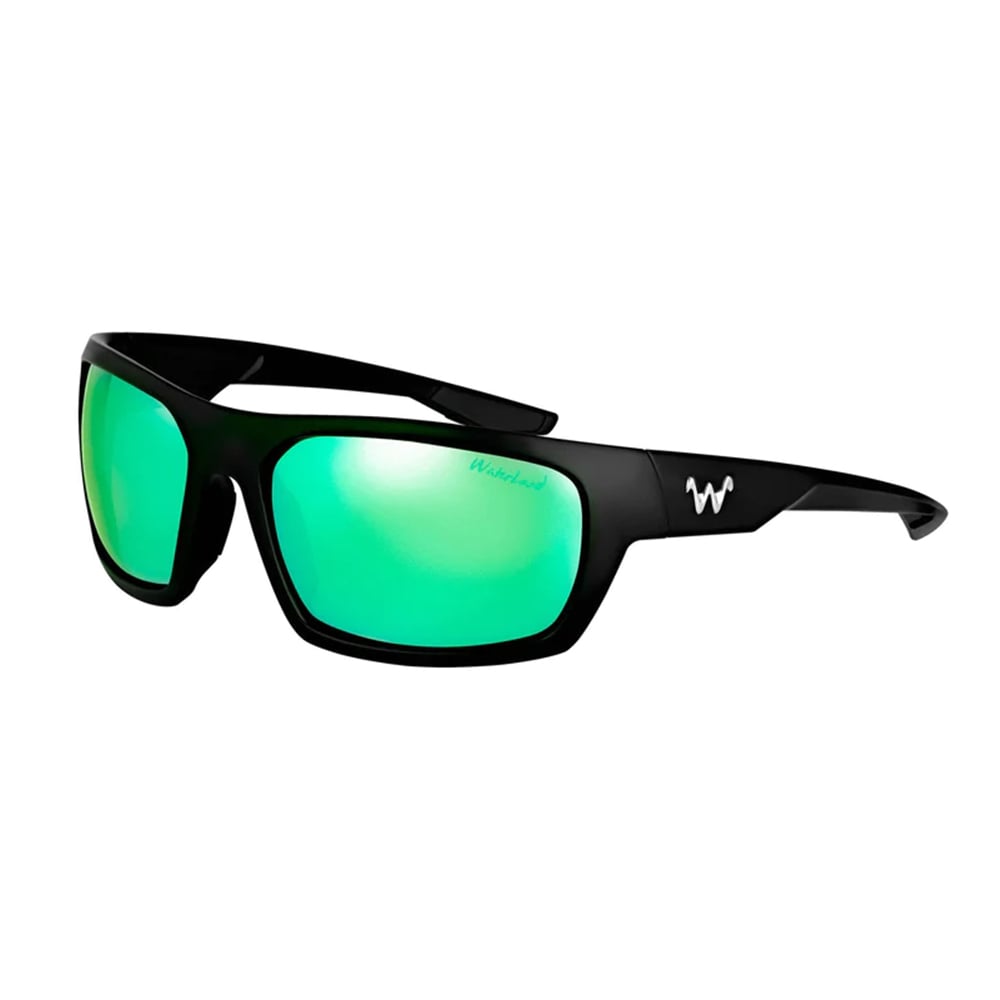 WaterLand Milliken Sunglasses Matte Black Frame with Green Mirror