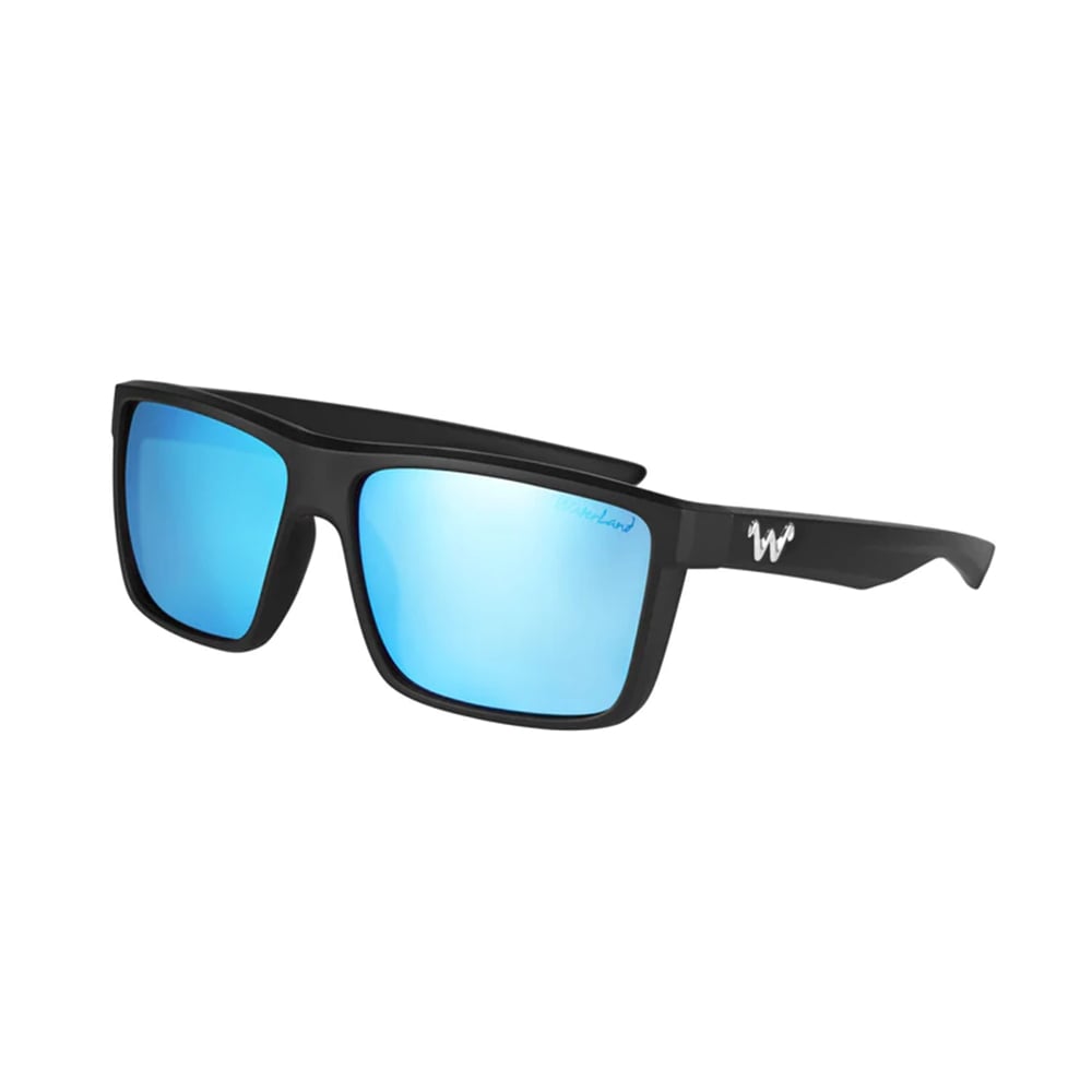 WaterLand Slaunch Sunglasses Matte Black Frame with Blue Mirror Polycarbonate