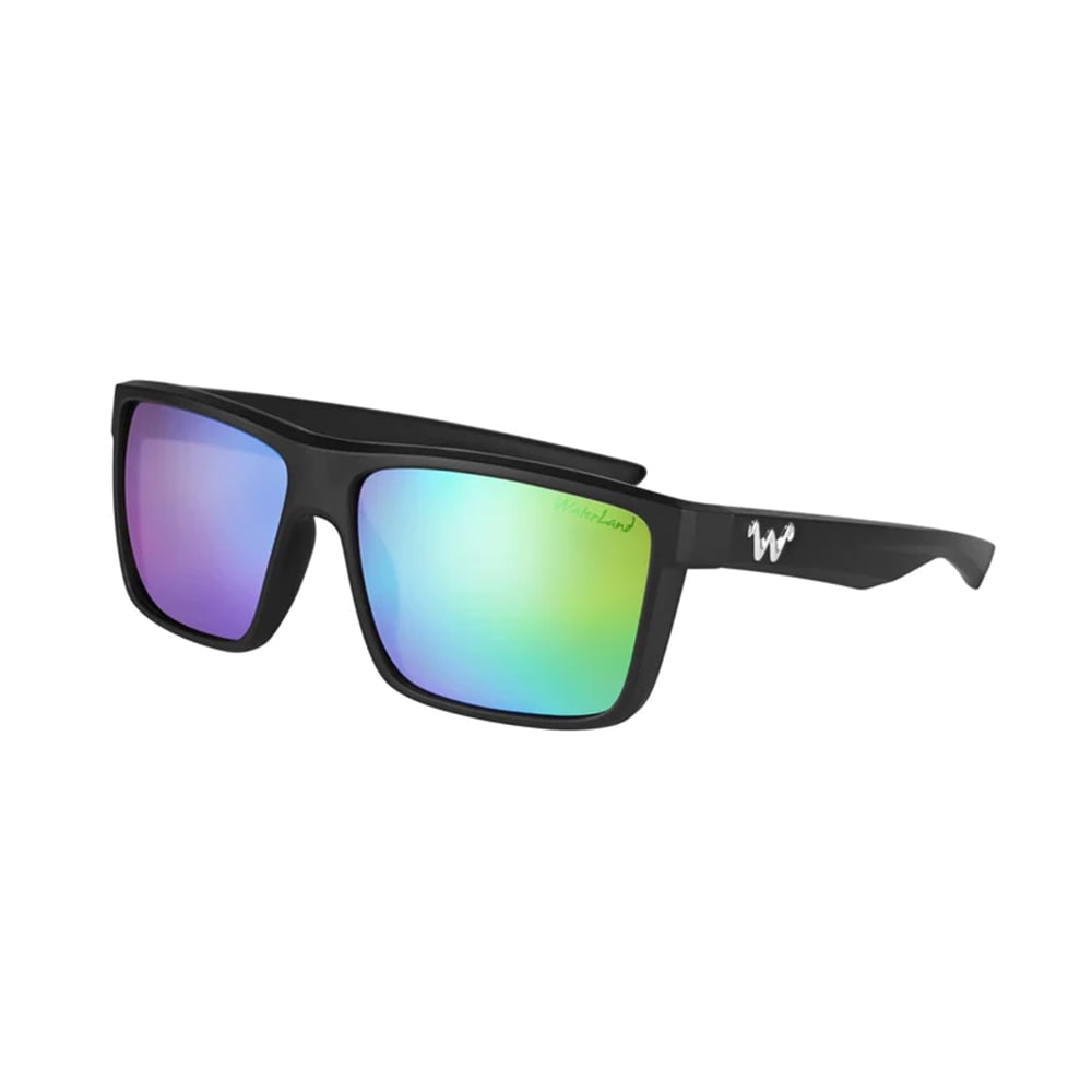 WaterLand Slaunch Sunglasses Matte Black Frame with Green Mirror