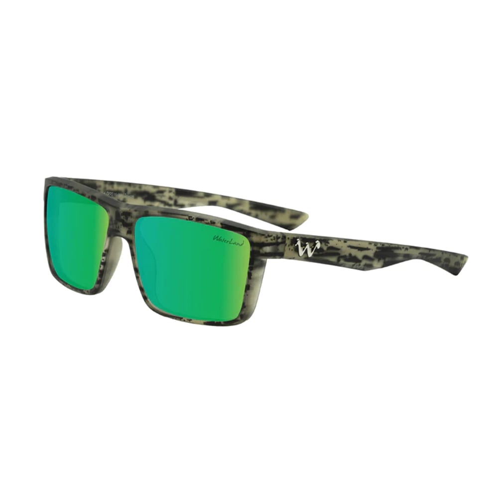 WaterLand Slaunch Sunglasses BlackWater Frame with Green Mirror