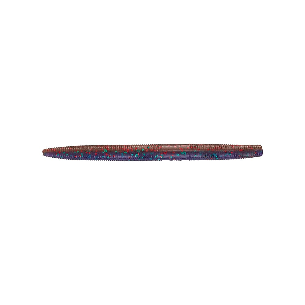 This multicolored, ribbed, cylindrical fishing lure features a blend of red, blue, and green tones. Modeled after the popular Yamamoto Senko by Yamamoto, this plastic bait is perfect for your next fishing adventure.