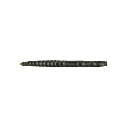 A green, textured fishing lure by Yamamoto, resembling the Yamamoto Senko and shaped like a slender worm, is set against a white background.