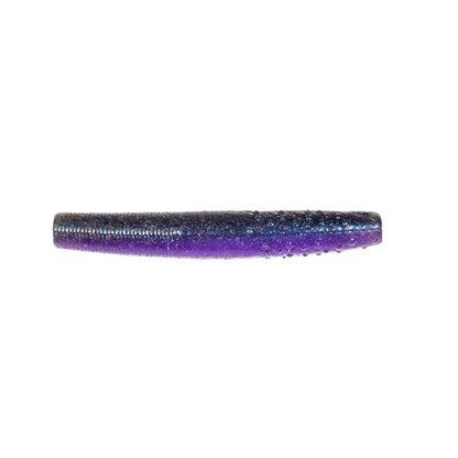 A close-up of a Z-Man Finesse TRD lure shows its purple-to-black gradient and textured cylindrical shape with tiny bumps, ideal for Midwest finesse techniques, isolated on a white background.