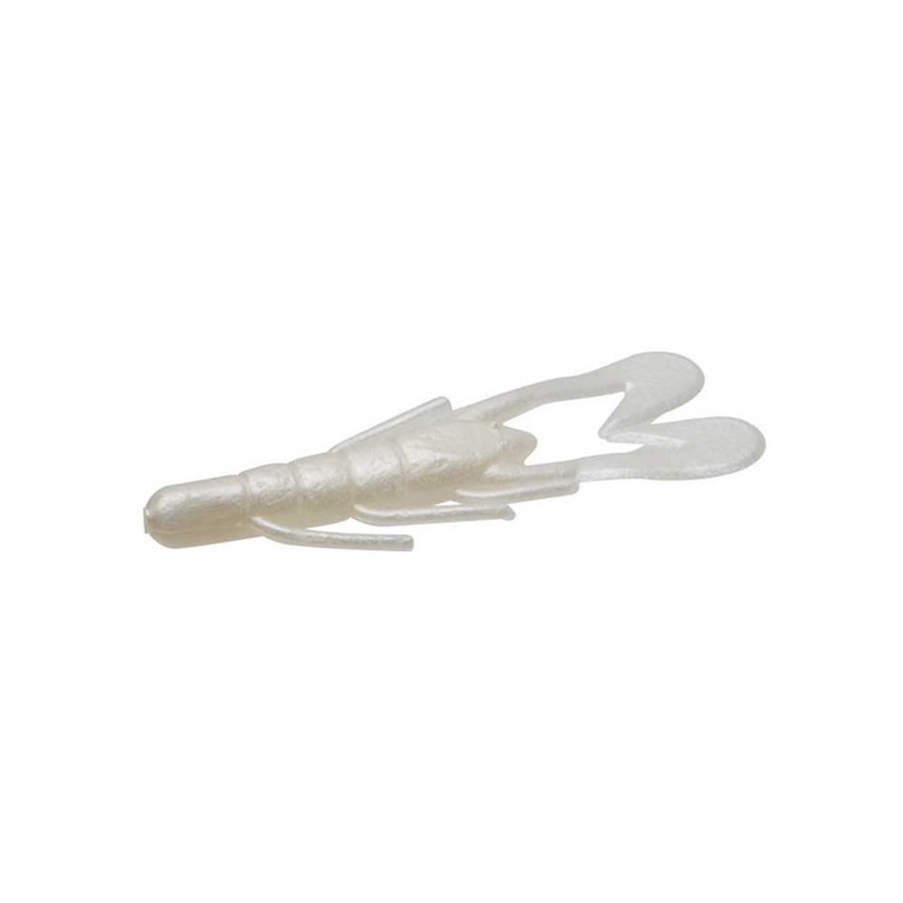 Introducing Zoom's UV Speed Craw, a translucent soft plastic fishing lure designed in the shape of a crawfish. It features two claws and a segmented body, delivering an Ultra-Vibe action that is ideal for use as a trailer. Its lifelike details stand out perfectly against a plain white background.