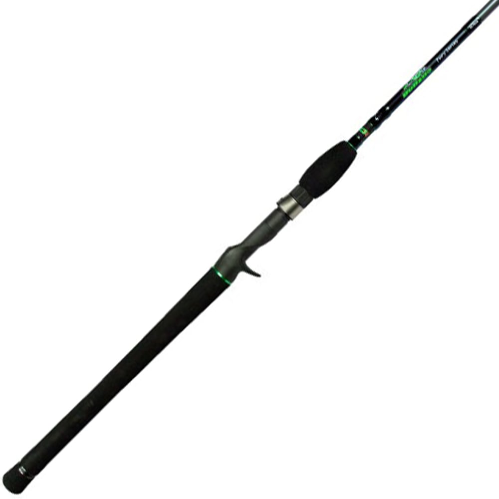 Explore the elegant Dobyns Fury 7'9" Med-Heavy Swimbait Casting Rod FR 795SB by American Legacy Fishing, designed in black and green. This rod is crafted with high modulus graphite for enhanced durability, featuring a long handle and trigger grip, making it ideal for both freshwater and saltwater fishing experiences.