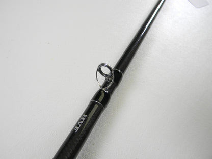 A close-up of a Daiwa BLX BLXLG731MLFB 7'3" Medium Light used casting rod in excellent condition. The sleek black design with a visible guide ring is showcased against a plain white background—ideal for our Rod and Reel Trade-In Program to earn store credit for your next adventure.